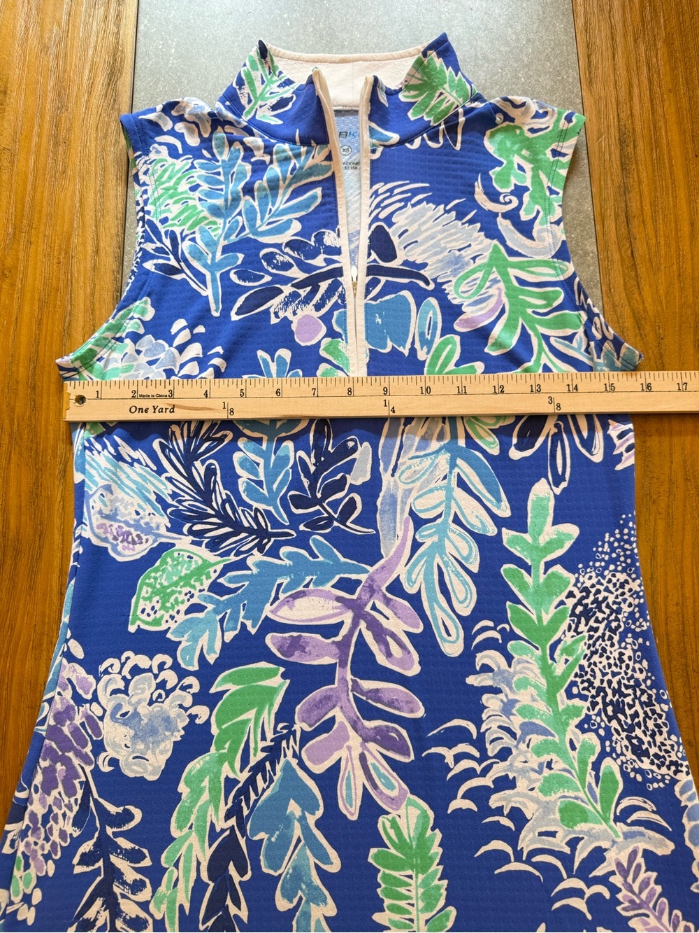 IBKUL Sleeveless Mock Neck 1/4 Zip Botanical Print Golf Dress UPF XS - Picture 5 of 9